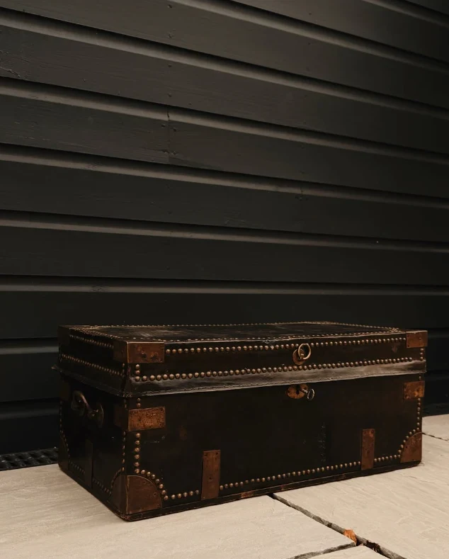 Leather bound carriage trunk