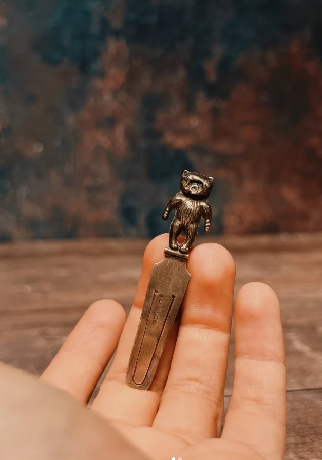 Miniature silver bear bookmark