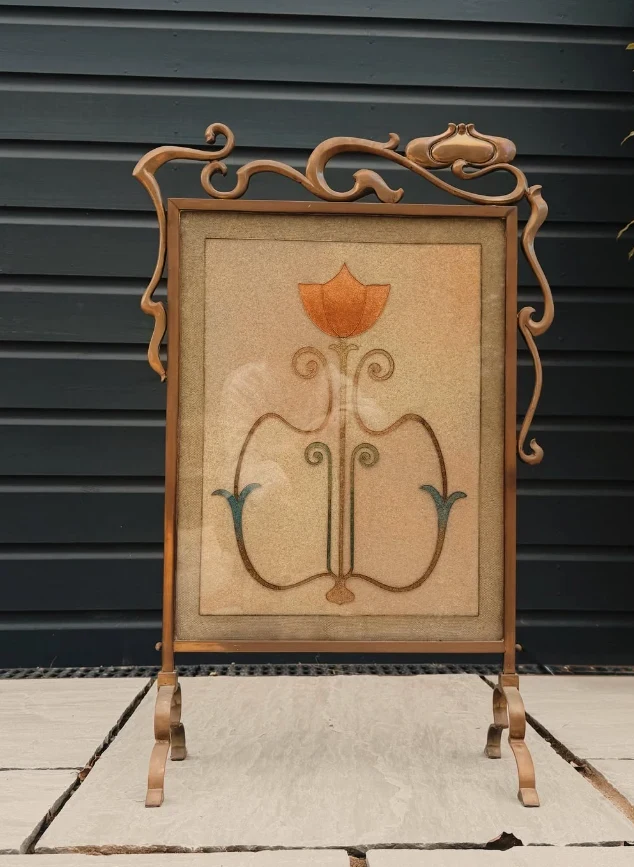 Art Nouveau beadwork firescreen
